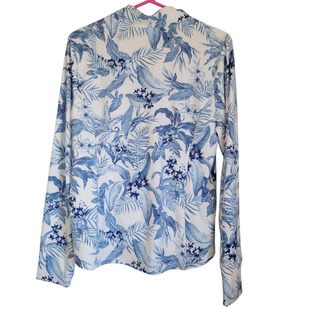 ​Tommy Bahama Golf Tropical Floral Quarter Zip Pullover Long Sleeve White Blue - Picture 5 of 11